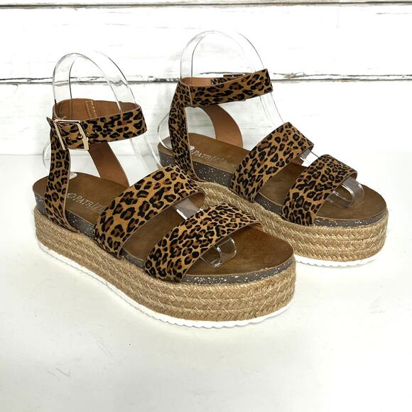 Patrizia Spring Step Larissa Animal Print Platform Sandals Shoe Size 8 - Picture 1 of 9